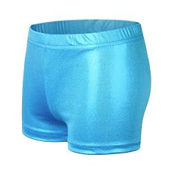 NewL Kinder Mädchen Elastische Taille Glänzend Metallic Ballett Tanz Shorts Hose für Sport Yoga Gymnastik Workout (Blau, 3-4 Jahre) Tag Größe 110 von NewL