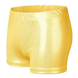 NewL Kinder Mädchen Elastische Taille Glänzend Metallic Ballett Tanz Shorts Hose für Sport Yoga Gymnastik Workout (Gold, 13-14 Jahre) Tag Größe 160 von NewL