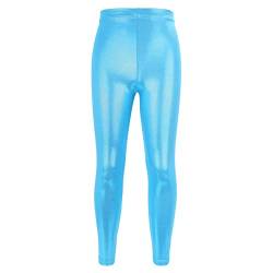 NewL Kinder Mädchen Tanzhose Gymnastik Glänzend Metallic Tanzleggings Skinny für Performances Kostüm (Blau, 3-4 Jahre) Tag Größe 110 von NewL