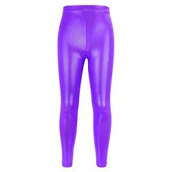 NewL Kinder Mädchen Tanzhose Gymnastik Glänzend Metallic Tanzleggings Skinny für Performances Kostüm (Lila, 5-6 Jahre) Tag Größe 120 von NewL