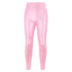 NewL Kinder Mädchen Tanzhose Gymnastik Glänzend Metallic Tanzleggings Skinny für Performances Kostüm (Rosa, 11-12 Jahre) Tag Größe 150 von NewL