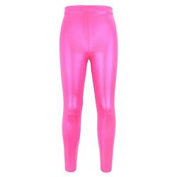 NewL Kinder Mädchen Tanzhose Gymnastik Glänzend Metallic Tanzleggings Skinny für Performances Kostüm (Rosenrot, 11-12 Jahre) Tag Größe 150 von NewL