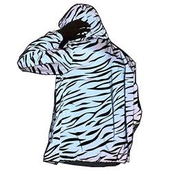 NewL Reflektierende Licht Jacke Männer Frauen Mesh Stil Nachtleuchtende Zebra Jacken Wasserdicht, grau, M von NewL