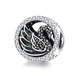NewL Schwarze Schwanen-Perlen für Frauen, Schmuckherstellung, 925er Silber, origineller Charm, passend für Armband und Armreif. von NewL