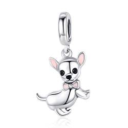 NewL cute Chihuahua dog pendant, charm, 925 silver, pink enamel, fashion jewelry, gifts, accessories for girls von NewL