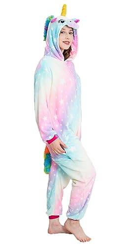 NewPlush Unisex Einhorn Kostüme Pyjamas, Erwachsene Frauen Männer Tier Cosplay Onesie, Galaxy, Small von NewPlush