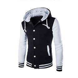 Newanna Herren Jacken Übergangsjacke College Jacke Baseballjacke Sportjacke Sweatjacke Outdoor Streetwear Langarm Leichte Freizeitjacke Männer Windjacke Gepolsterte Herrenjacke Mit Knöpfen und Kapuze von Newanna