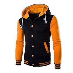 Newanna Herren Jacken Übergangsjacke College Jacke Baseballjacke Sportjacke Sweatjacke Outdoor Streetwear Langarm Leichte Freizeitjacke Männer Windjacke Gepolsterte Herrenjacke Mit Knöpfen und Kapuze von Newanna