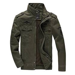 Newbestyle Baumwolle Militär Jacke Herren Fruhling Herbst Übergangsjacke Parka Pilotenjacke Männer Feldjacke mit Reißverschluss (3XL, Army Green) von Newbestyle