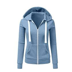 Newbestyle Jacke Damen Sweatjacke Hoodie Sweatshirtjacke Pullover Oberteile Kapuzenpullover (Hellblau, S) von Newbestyle