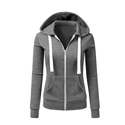 Newbestyle Jacke Damen Sweatjacke Hoodie Sweatshirtjacke Pullover Oberteile Kapuzenpullover (Reingrau, XS) von Newbestyle