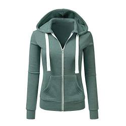 Newbestyle Jacke Damen Sweatjacke Hoodie Sweatshirtjacke Pullover Oberteile Kapuzenpullover (Reingrün, L) von Newbestyle