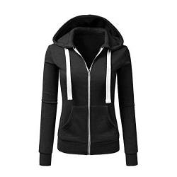 Newbestyle Jacke Damen Sweatjacke Hoodie Sweatshirtjacke Pullover Oberteile Kapuzenpullover (Schwarz, XL) von Newbestyle