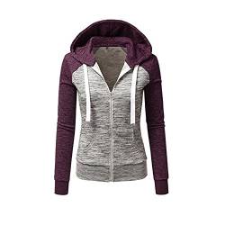 Newbestyle Jacke Damen Sweatjacke Hoodie Sweatshirtjacke Pullover Oberteile Kapuzenpullover (Violett, XS) von Newbestyle