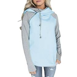 Newbestyle Kapuzenpullover Damen Sweatshirt Hoodies Kapuzenpulli Frühling Herbst Pullover mit Schrägem Reißverschluss von Newbestyle