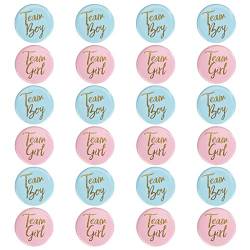 Geschlecht Offenbar Button Team Boy und Team Girl Pin Abzeichen Rund Pinback Knopf Pins für Baby Shower Party Dekoration Zubehör 24 Stück (Blau und Rosa) von Newellsail