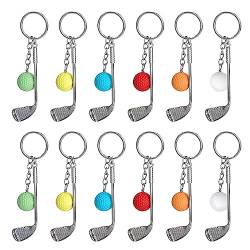 Newellsail Golf Schlüsselanhänger Mini Golfschläger Ball Anhänger Metall Schlüsselbung Kreative Golfball Split Schlüsselring Geschenk für Sportclubs Liebhaber 12 Stück (6 Farben) von Newellsail