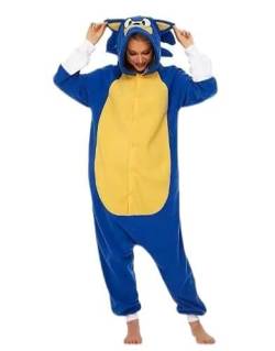 Newhope Sonic Jumpsuit Tier Relax Kostuem,Halloween Schlafanzug Cosplay Erwachsene Karneval EinteilerPyjamas Erwachsene Blau Pijama (Größe XL) Blau von Newhope