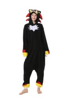 Newhope Sonic Jumpsuit Tier Relax Kostuem,Halloween Schlafanzug Cosplay Erwachsene Karneval EinteilerPyjamas Erwachsene schwarz Pijama (Größe XL) schwarz von Newhope