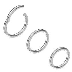 NewkeepsR 3stck-1,2mm Dicke 316L Chirurgischer Stahl Septum Klappbares Clickersegment Helix Daith Knorpel Traguslappen Passgenauer Turm Orbitalringe-13/14/16mm von NewkeepsR