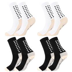 Newofview 4 Paar Fußballsocken für Herren Damen,39-46 Sportsocken Anti Rutsch Grip Fußball Socken Rutschfeste Sportsocken für Fussball Basketball Laufen von Newofview