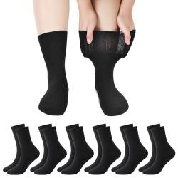 Newofview 6 Paar Diabetikersocken für Männer Frauen, Diabetiker Socken mit Komfortbund ohne Gummi ohne Naht Baumwollsocken, Lockere und Bequeme Diabetikersocken(40–44 Black) von Newofview