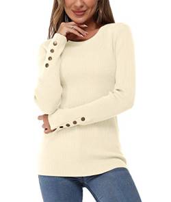 Newshows Pullover Damen Herbst Strickpullover Elegant Damenpullover Winter Pulli Damen Aprikose von Newshows