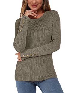 Newshows Pullover Damen Herbst Strickpullover Elegant Damenpullover Winter Pulli Damen Dunkelgrau von Newshows