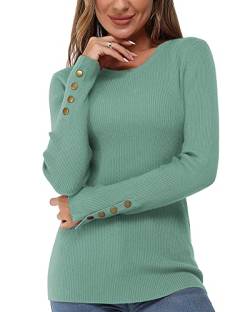 Newshows Pullover Damen Herbst Strickpullover Elegant Damenpullover Winter Pulli Damen Graugrün von Newshows