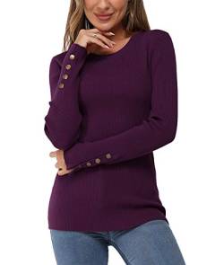 Newshows Pullover Damen Herbst Strickpullover Elegant Damenpullover Winter Pulli Damen Violett von Newshows