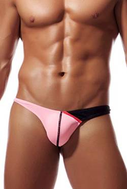 Newsywell Herren Eisseide Tanga Bikinis Mode Micro Low Rise Elastische Bulge Slips Männer Unterwäsche Pink Mittel von Newsywell
