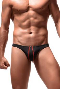 Newsywell Herren Tanga Eisseide Bikinis Bulge T-Rücken Männer Low Rise Elastische Slips Unterwäsche Schwarz Mittel von Newsywell