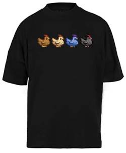 4 Hühner Stardew Valley T-Shirt Unisex Schwarz Baggy Tee Für Männer Frauen von Newtee