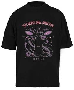 Anime Now This World Shall Know Pain! T-Shirt Unisex Schwarz Baggy Tee Für Männer Frauen von Newtee