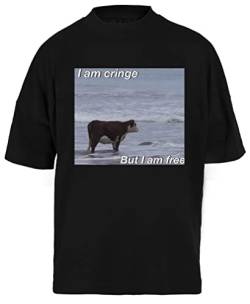 I Am Cringe But I Am Free T-Shirt Unisex Schwarz Baggy Tee Für Männer Frauen von Newtee