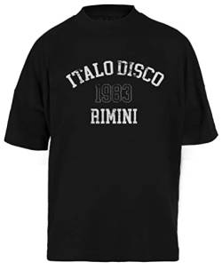 Italo Disco T-Shirt Unisex Schwarz Baggy Tee Für Männer Frauen von Newtee