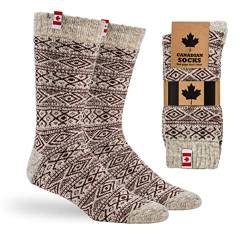 2 Paar Thermo Wollsocken Damen und Herren im Canadian Socks Style, Kanadische Socken Extrem Warm wie Norweger Socken, Stark gegen Wind & Wetter (Rot Meliert, 35-38) von NewwerX