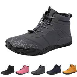 Barfußschuhe Winter, Winter Outdoor Barfußschuhe Wasserdicht Barfussschuhe Schnell Trocknend Traillaufschuhe rutschfeste Stiefel Wanderschuhe Zehenschuhe Barefoot Shoes Herren Damen (Gray,40) von Nexoria