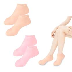 Silikonsocken Für Füße, 2 Paar Feuchtigkeitsspendende Socken Frauen Fuß Spa Pediküre Silikon Socken Silikon Pediküre Socken Silikon Feuchtigkeitssocken Gelsocken Für Trockene Füße (beige+pink) von Nexoria