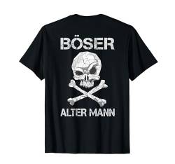 Backprint Böser alter Mann Totenkopf und Knochen T-Shirt von NextLevel Merch
