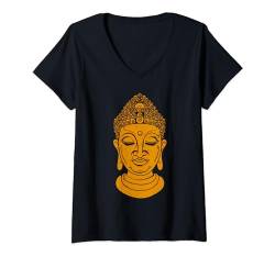 Buddha Kopf Meditation und Yoga T-Shirt mit V-Ausschnitt von NextLevel Merch