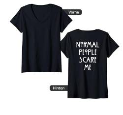 Damen Backprint Normal People scare me T-Shirt mit V-Ausschnitt von NextLevel Merch