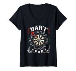 Damen Dart Sport Dartscheibe Pfeil Darts Club Verein T-Shirt mit V-Ausschnitt von NextLevel Merch