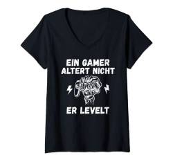 Damen Ein Gamer altert nicht, er levelt T-Shirt mit V-Ausschnitt von NextLevel Merch