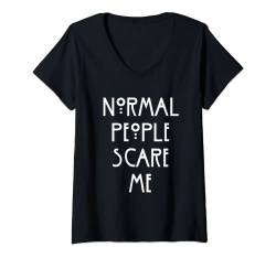 Damen Normal People scare me normale Menschen machen mir Angst T-Shirt mit V-Ausschnitt von NextLevel Merch