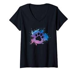 Damen Pfotenabdruck Geschenkidee für Hundebesitzer T-Shirt mit V-Ausschnitt von NextLevel Merch
