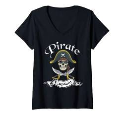 Damen Pirate Captain Pirat Piratenkostüm Kostüm Freibeuter T-Shirt mit V-Ausschnitt von NextLevel Merch