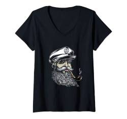 Damen Seemann mit Pfeife T-Shirt mit V-Ausschnitt von NextLevel Merch