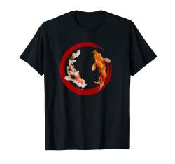 Koi Karpfen Yin und Yang mit rotem Kreis T-Shirt von NextLevel Merch