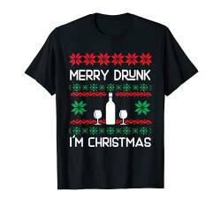 Merry drunk im christmas ugly Weihnachten T-Shirt von NextLevel Merch